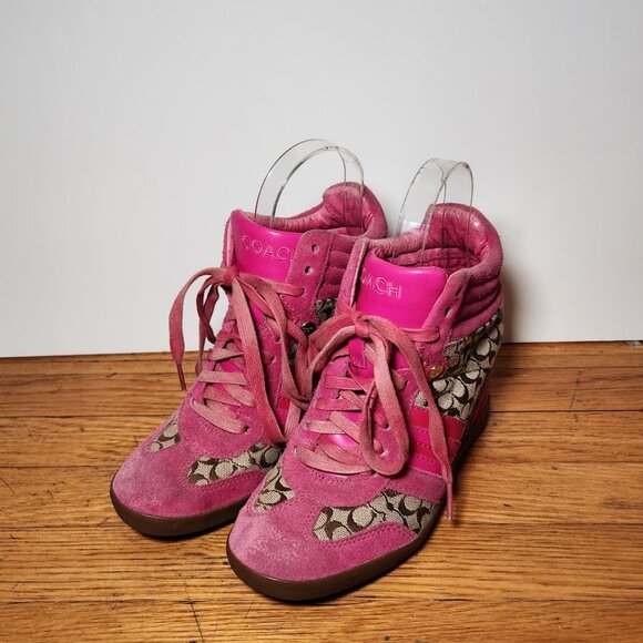 Coach Y2K Signature Logo Alara Wedge Sneakers - Picture 4 of 14